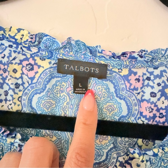 Talbots Pintuck Popover Dotted Paisley Blouse Size L - Picture 11 of 11